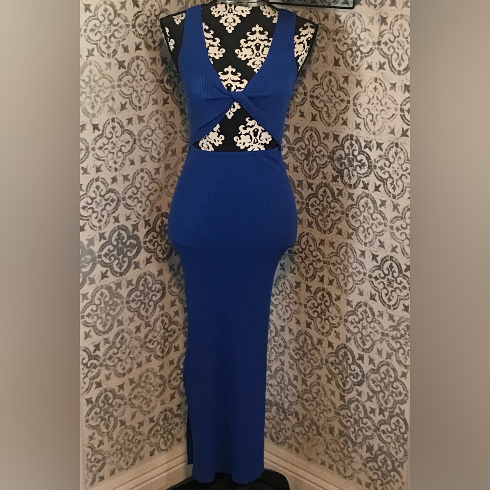 Olivaceous Blue Bodycon Cut Out Dress